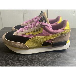 PUMA x SmileyWorld Women’s Size 6 Sneakers Retro Pink Yellow Black Lace Up Shoes